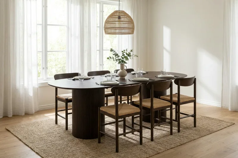 Kopparbo Matgrupp oval 220 cm Rökt Ek med 6 Elsie Matstolar - Rökt ek - Möbler - Bord & matgrupp - Matgrupp