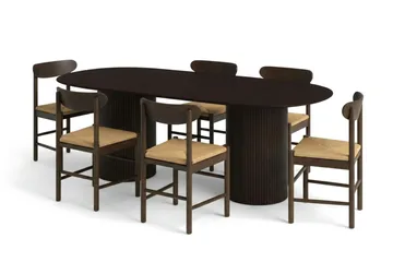 Kopparbo Matgrupp oval 220 cm Rökt Ek med 6 Elsie Matstolar - Rökt ek - Möbler - Bord & matgrupp - Matgrupp