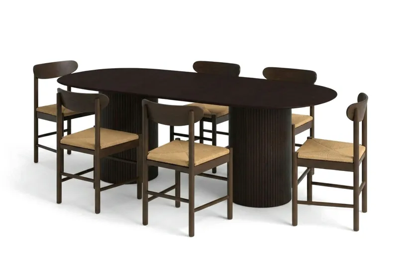Kopparbo Matgrupp oval 220 cm Rökt Ek med 6 Elsie Matstolar - Rökt ek - Möbler - Bord & matgrupp - Matgrupp
