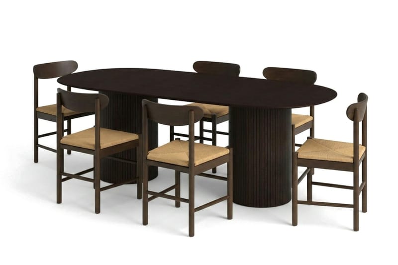 Kopparbo Matgrupp oval 220 cm Rökt Ek med 6 Elsie Matstolar - Möbler - Bord & matgrupp - Matgrupp