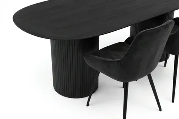 Kopparbo Matgrupp oval 220 cm Svart med 8 Alsarp Matstolar - Svart - Möbler - Bord & matgrupp - Matgrupp
