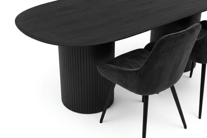 Kopparbo Matgrupp oval 220 cm Svart med 8 Alsarp Matstolar - Svart - Möbler - Bord & matgrupp - Matgrupp
