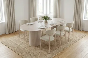 Kopparbo Matgrupp oval 220 cm Vitlaserad med 6 Molly Matstolar - Vitlaserad - Möbler - Bord & matgrupp - Matgrupp