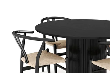 Kopparbo Matgrupp Rund 130 cm med 4 Dastoori Matstol - 2220067-4,2223286-1 - Svart - Möbler - Bord & matgrupp - Matgrupp