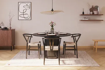 Kopparbo Matgrupp Rund 130 cm med 4 Dastoori Matstol - 2220067-4,2223286-1 - Svart - Möbler - Bord & matgrupp - Matgrupp