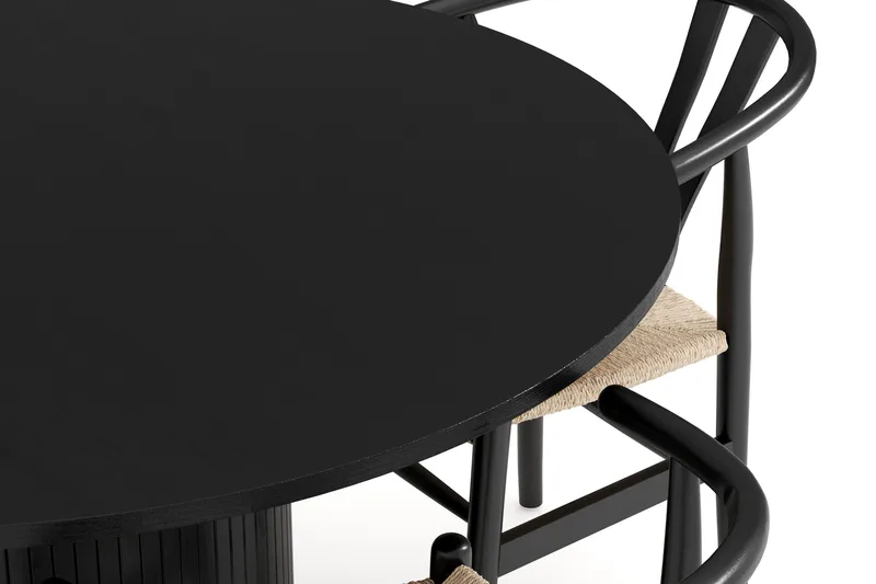 Kopparbo Matgrupp Rund 130 cm med 4 Dastoori Matstol - 2220067-4,2223286-1 - Svart - Möbler - Bord & matgrupp - Matgrupp