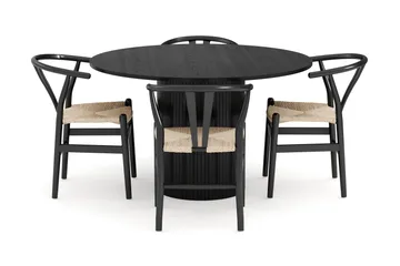 Kopparbo Matgrupp Rund 130 cm med 4 Dastoori Matstol - Svart - Möbler - Bord & matgrupp - Matgrupp