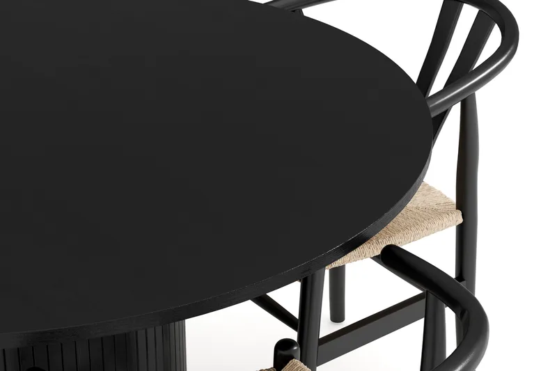 Kopparbo Matgrupp Rund 130 cm med 4 Dastoori Matstol - Svart - Möbler - Bord & matgrupp - Matgrupp