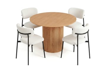 Kopparbo Matgrupp runt 110 cm Ek med 4 Lucy Matstolar - Ek - Möbler - Bord & matgrupp - Matgrupp