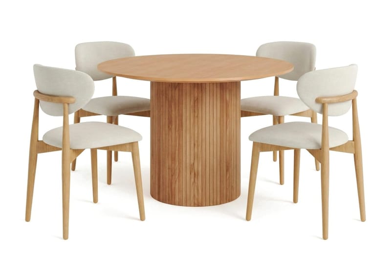 Kopparbo Matgrupp runt 110 cm Ek med 4 Molly Matstolar - Ek - Möbler - Bord & matgrupp - Matgrupp
