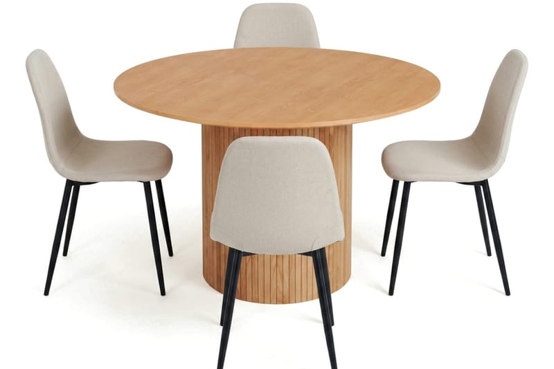 Kopparbo Matgrupp runt 110 cm Ek med 4 Nibe Matstolar - Ek - Möbler - Bord & matgrupp - Matgrupp