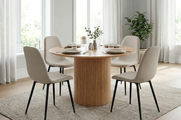 Kopparbo Matgrupp runt 110 cm Ek med 4 Nibe Matstolar - Ek - Möbler - Bord & matgrupp - Matgrupp