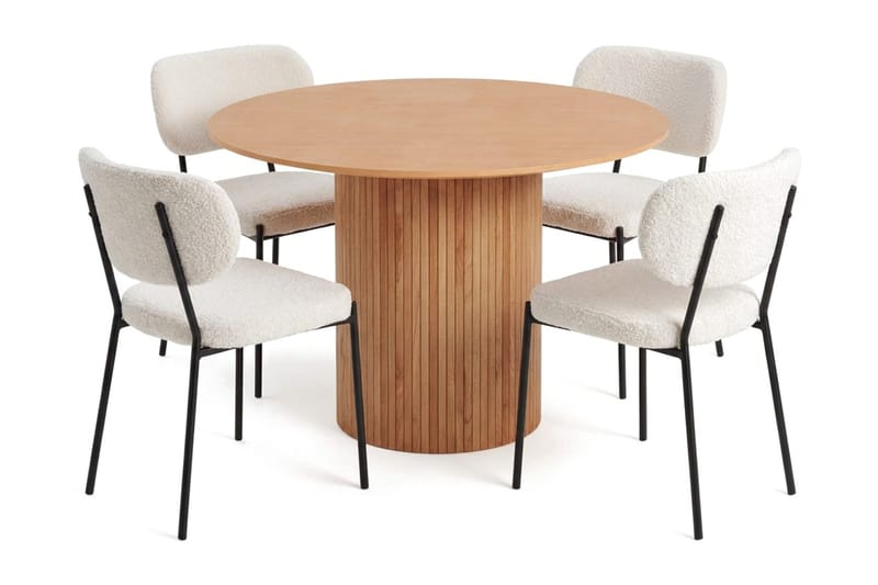 Kopparbo Matgrupp runt 110 cm med 4 Gemmiano Matstolar - Ek - Möbler - Bord & matgrupp - Matgrupp