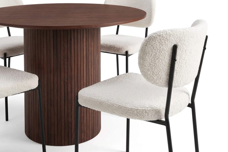 Kopparbo Matgrupp runt 110 cm med 4 Gemmiano Matstolar - Valnöt - Möbler - Bord & matgrupp - Matgrupp