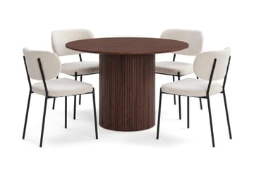 Kopparbo Matgrupp runt 110 cm med 4 Gemmiano Matstolar - Valnöt - Möbler - Bord & matgrupp - Matgrupp