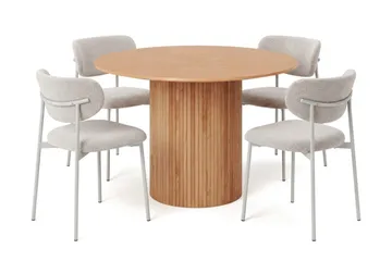 Kopparbo Matgrupp runt 110 cm med 4 Lucy Matstolar - Ek - Möbler - Bord & matgrupp - Matgrupp