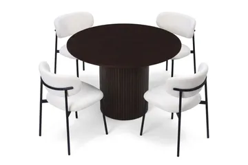 Kopparbo Matgrupp runt 110 cm med 4 Lucy Matstolar - Rökt ek - Möbler - Bord & matgrupp - Matgrupp