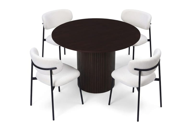 Kopparbo Matgrupp runt 110 cm med 4 Lucy Matstolar - Rökt ek - Möbler - Bord & matgrupp - Matgrupp