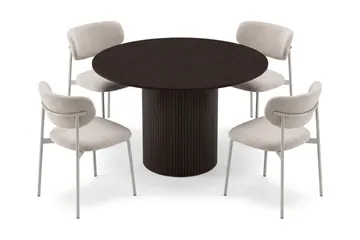 Kopparbo Matgrupp runt 110 cm med 4 Lucy Matstolar - Rökt ek - Möbler - Bord & matgrupp - Matgrupp