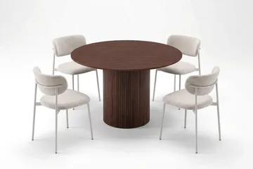 Kopparbo Matgrupp runt 110 cm med 4 Lucy Matstolar - Valnöt - Möbler - Bord & matgrupp - Matgrupp