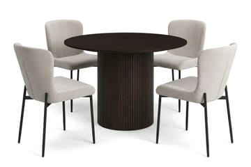 Kopparbo Matgrupp runt 110 cm Rökt Ek med 4 Elsie Matstolar - Rökt ek/Beige - Möbler - Bord & matgrupp - Matgrupp