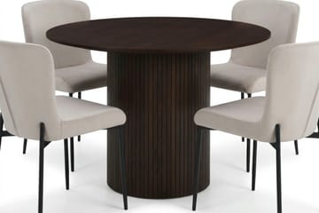 Kopparbo Matgrupp runt 110 cm Rökt Ek med 4 Elsie Matstolar - Rökt ek/Beige - Möbler - Bord & matgrupp - Matgrupp