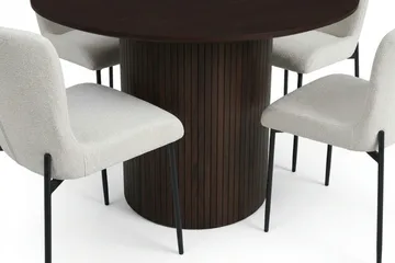 Kopparbo Matgrupp runt 110 cm Rökt Ek med 4 Elsie Matstolar - Rökt ek/Vit - Möbler - Bord & matgrupp - Matgrupp