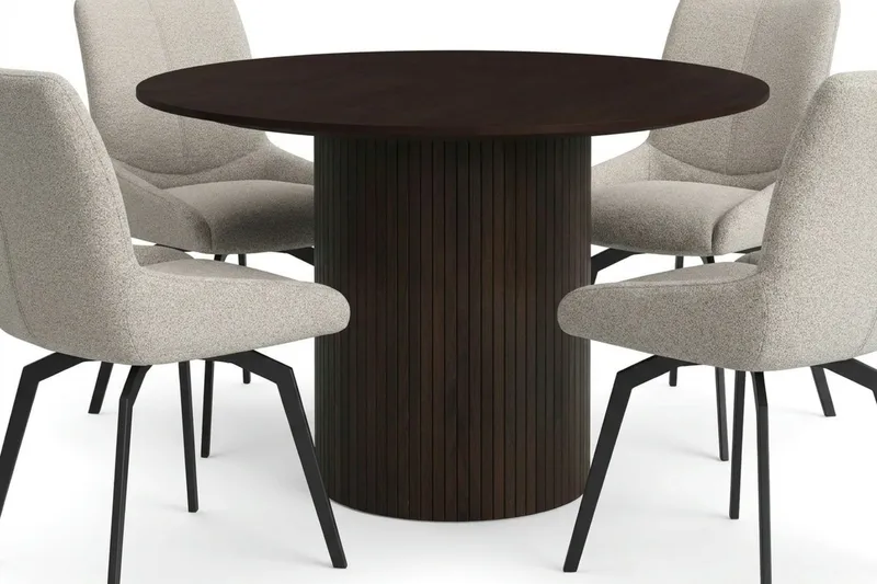Kopparbo Matgrupp runt 110 cm Rökt Ek med 4 Mora Matstolar - Rökt ek - Möbler - Bord & matgrupp - Matgrupp