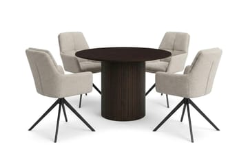 Kopparbo Matgrupp runt 110 cm Rökt Ek med 4 Torsby Matstolar - Rökt ek - Möbler - Bord & matgrupp - Matgrupp
