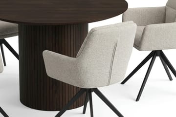 Kopparbo Matgrupp runt 110 cm Rökt Ek med 4 Torsby Matstolar - Rökt ek - Möbler - Bord & matgrupp - Matgrupp