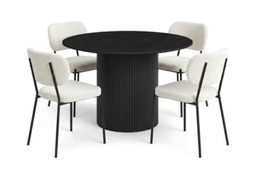 Kopparbo Matgrupp runt 110 cm Svart med 4 Gemmiano Matstolar - Svart - Möbler - Bord & matgrupp - Matgrupp