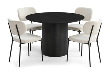 Kopparbo Matgrupp runt 110 cm Svart med 4 Gemmiano Matstolar - Svart - Möbler - Bord & matgrupp - Matgrupp