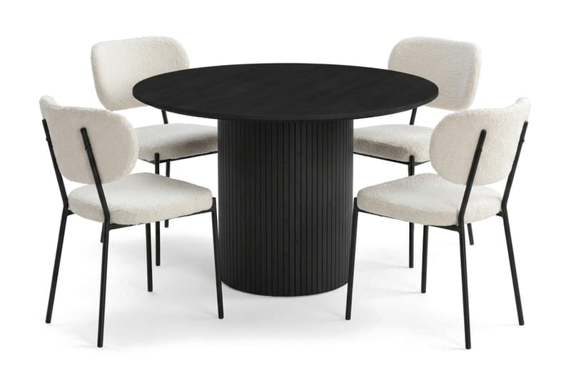 Kopparbo Matgrupp runt 110 cm Svart med 4 Gemmiano Matstolar - Svart - Möbler - Bord & matgrupp - Matgrupp