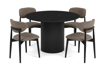 Kopparbo Matgrupp runt 110 cm Svart med 4 Molly Matstolar - Svart - Möbler - Bord & matgrupp - Matgrupp