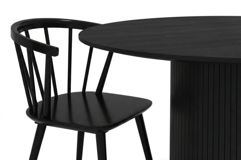 Kopparbo Matgrupp runt 110 cm Svart med 4 Tyrö Matstolar - Svart - Möbler - Bord & matgrupp - Matgrupp