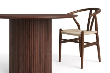 Kopparbo Matgrupp runt 110 cm Valnöt med 4 Dastoori Matstolar - Valnöt - Möbler - Bord & matgrupp - Matgrupp