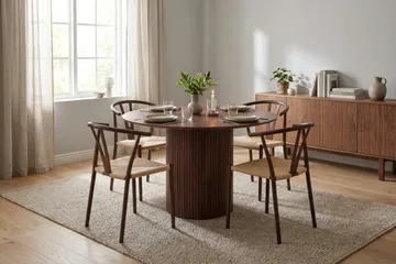 Kopparbo Matgrupp runt 110 cm Valnöt med 4 Elysia Matstolar - Valnöt - Möbler - Bord & matgrupp - Matgrupp