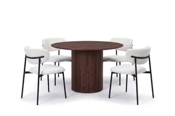 Kopparbo Matgrupp runt 110 cm Valnöt med 4 Lucy Matstolar - Valnöt - Möbler - Bord & matgrupp - Matgrupp