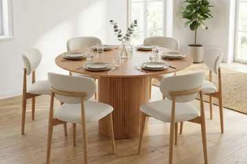 Kopparbo Matgrupp runt 130 cm Ek med 6 Molly Matstolar - Ek - Möbler - Bord & matgrupp - Matgrupp