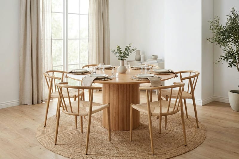 Kopparbo Matgrupp runt 130 cm Ek med 6 Winston Matstolar - Ek - Möbler - Bord & matgrupp - Matgrupp