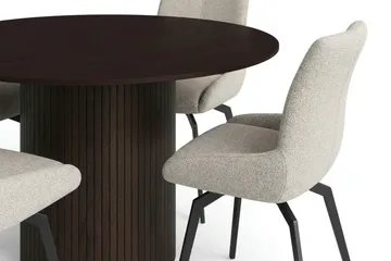 Kopparbo Matgrupp runt 130 cm Rökt Ek med 6 Mora Matstolar - Rökt ek - Möbler - Bord & matgrupp - Matgrupp