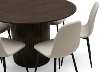 Kopparbo Matgrupp runt 130 cm Rökt Ek med 6 Nibe Matstolar - Rökt ek - Möbler - Bord & matgrupp - Matgrupp