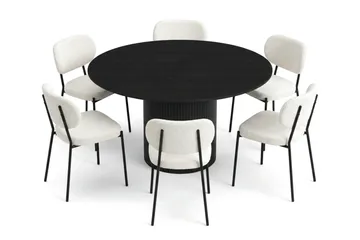 Kopparbo Matgrupp runt 130 cm Svart med 6 Gemmiano Matstolar - Svart - Möbler - Bord & matgrupp - Matgrupp