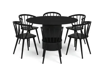 Kopparbo Matgrupp runt 130 cm Svart med 6 Tyrö Matstolar - Svart - Möbler - Bord & matgrupp - Matgrupp