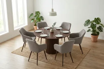 Kopparbo Matgrupp runt 130 cm Valnöt med 6 Filippa Matstolar - Valnöt - Möbler - Bord & matgrupp - Matgrupp