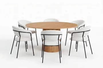 Kopparbo Matgrupp runt 150 cm Ek med 6 Karol Matstolar - Ek - Möbler - Bord & matgrupp - Matgrupp