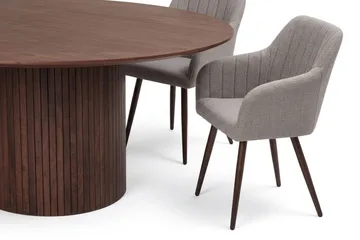 Kopparbo Matgrupp runt 180 cm Valnöt med 8 Filippa Matstolar - Valnöt - Möbler - Bord & matgrupp - Matgrupp