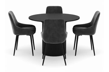 Kopparbo Rund Matgrupp 106-156cm med 4 Alsarp Matstolar - Svart - Möbler - Bord & matgrupp - Matgrupp