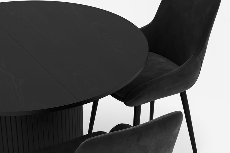 Kopparbo Rund Matgrupp 106-156cm med 4 Alsarp Matstolar - Svart - Möbler - Bord & matgrupp - Matgrupp