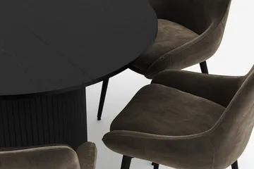 Kopparbo Rund Matgrupp 106-156cm med 6 Alsarp Matstolar - Svart - Möbler - Bord & matgrupp - Matgrupp